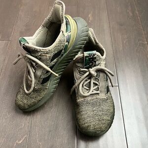 Adidas athletic shoes, olive green, mens size 8/womens size 9.5